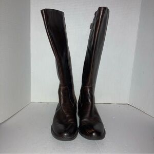 BORN Cupra Tall Boot Brown Leather Wide Calf Riding Comfort Block Heel Size 7M